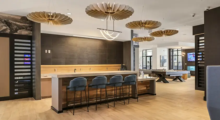 Resident lounge with bar seating