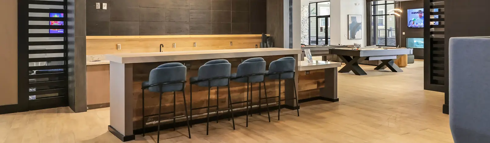 Resident lounge with bar seating