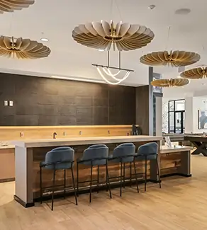 Resident lounge with bar seating