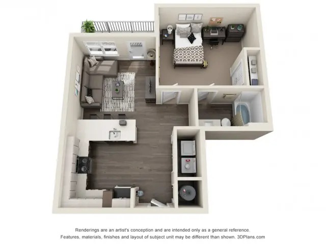 1x1 - Aspen Floor plan