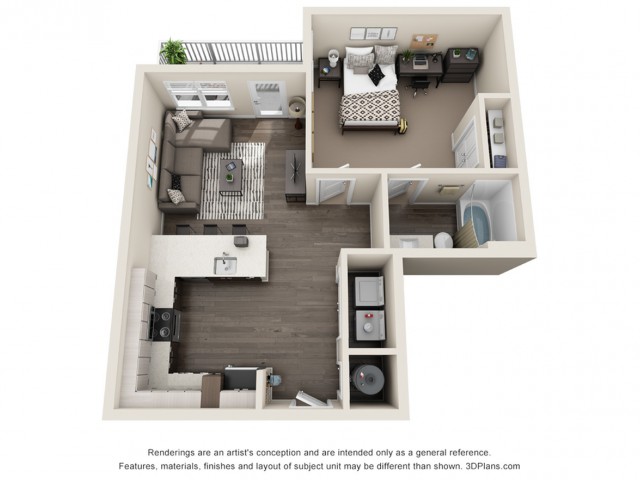 1x1 - Aspen Floor plan