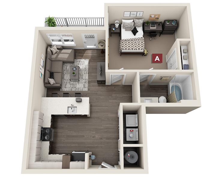 1x1 - Aspen Floor plan