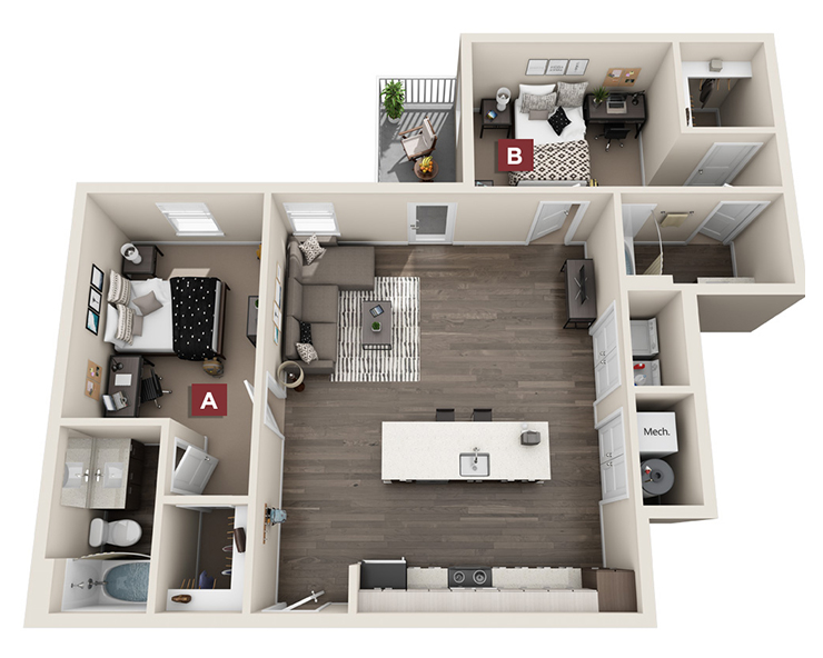 2x2 - Birch Floor plan