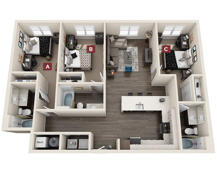 3x3 - Chestnut Floor plan