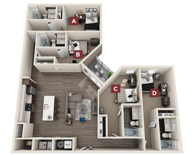 4x4 - Elm Floor plan