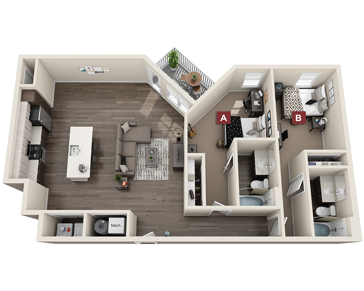 2x2 - Redbud Floor plan