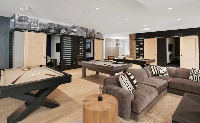 a resident clubhouse with a pool table